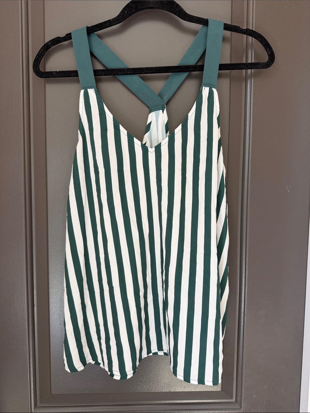 Negative Underwear Green and White Striped Sleep Tank S